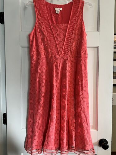 Sundance Romantic Gesture Lace Dress Size 8 Coral Pink Sleeveless Beachy - Picture 1 of 15