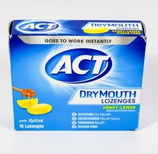 1 ACT Dry Mouth Lozenges with Xylitol Sugar-Free HONEY LEMON18 Pieces
