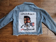 Denim Jean Jacket Women's With Powerful Statement Size M