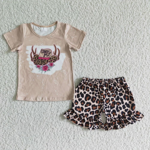 Sibling Baby Girls Summer Western Cowgirls Shirts Shorts Outfits - Picture 8 of 12