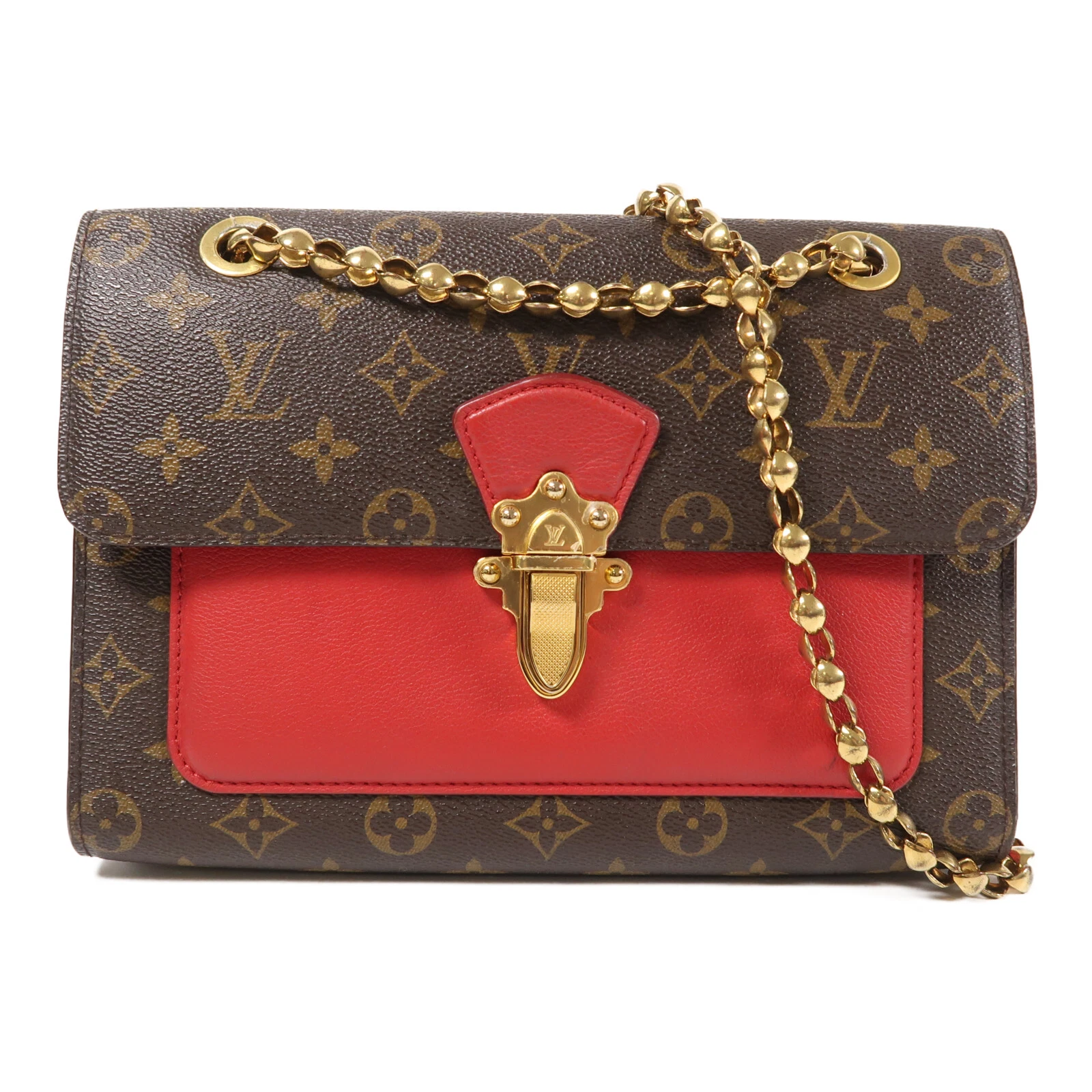 LOUIS VUITTON（LV） Borsa a tracolla Louis Vuitton LV GHW Victoire catena M41731 monogramma marrone rosso