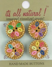 Handmade Natural Glass Cavier Button -Multicolor 25mm Glass Caviar Beads Flower