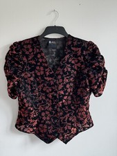 Your Sixth Sense Vintage Black Orange Velvet Sparkly Jacket Top Size12/14