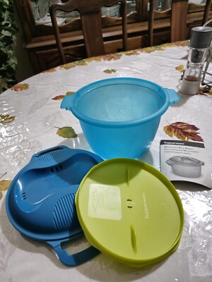 Tupperware Microwave Rice Maker Set New - Blue Green Color
