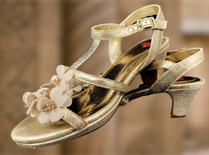 girls gold heeled sandals