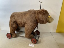 rare early Steiff Vintage Toy Bear on wheels pull string Stuffed Animal 46S9