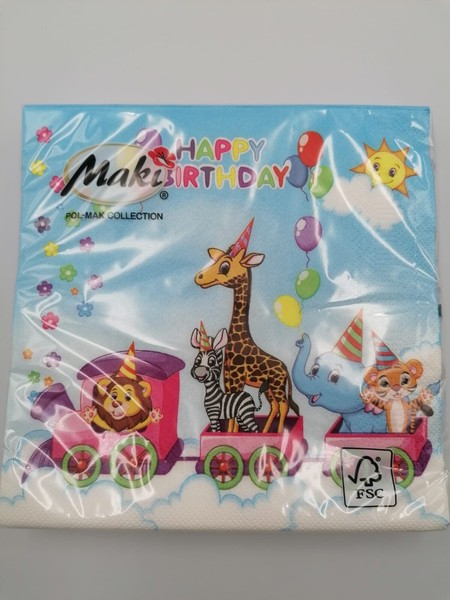 20 Servietten Kindergeburtstag Geburtstag Zug Tiere Giraffe LöWe Feier Party-image