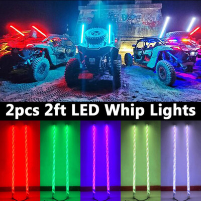 2PCS 4FT LED Whip Lights, Remote & App Control 600 Colors w/Waterproof