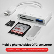 3-in-1 Type-C Adapter TF SD Memory Card Reader OTG USB C USB2.0 Card Connector