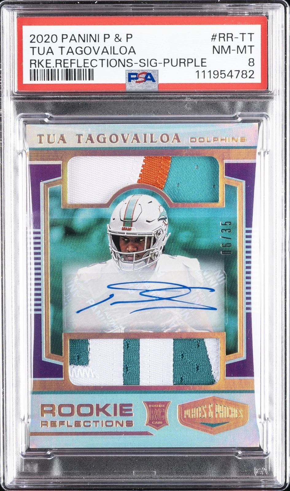 Tua Tagovailoa Panini Plates & Patches Rookie Reflections #RRTT Signatures-Purple