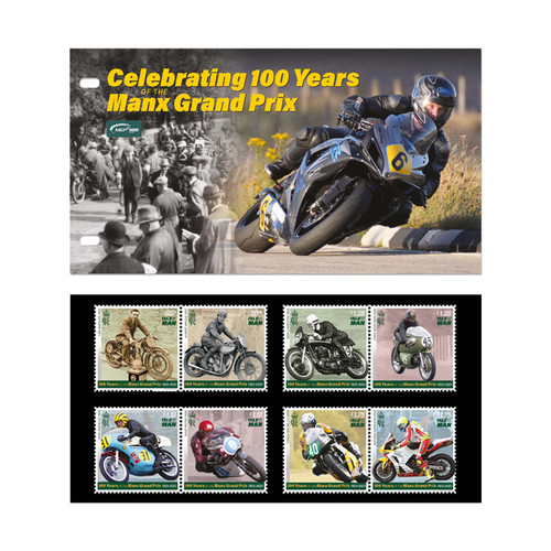 Celebrating 100 Years of the Manx Grand Prix 8 Stamps Set Presentation Pack 2023 - Picture 1 of 4