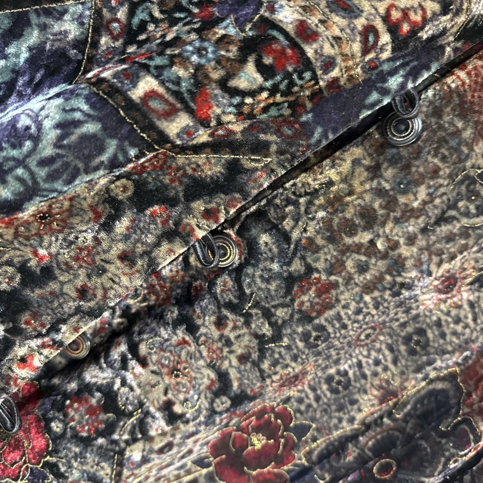 White Stag Women's Velour Mandarin Faux Fur Collar Button Up Long Sleeve Top XL - Image 2 of 4