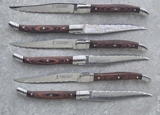 Pre-Owned 6 Piece Rosewood Set Laguiole California Steak Knife Knives FREEUSHIP