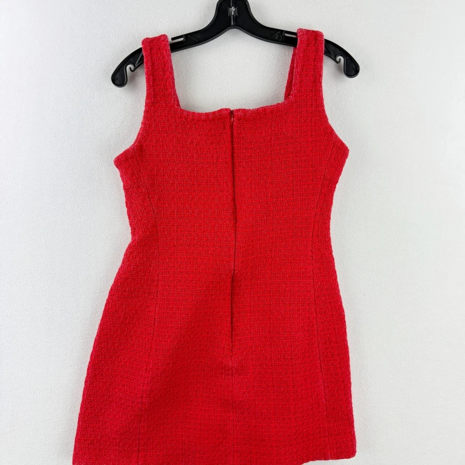 Maje Paris Dress Red Tweed Sleeveless Mini Square Neck Size FR 40 / US L - Image 4 of 4