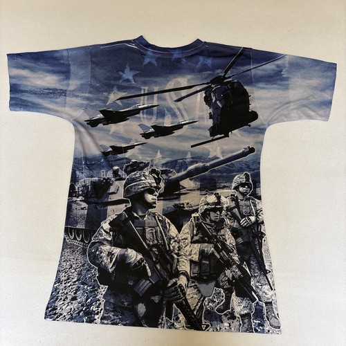 New Men's America Military Troops Realistic Print T-Shirt Sz Small #1068 - 第 1/8 張圖片