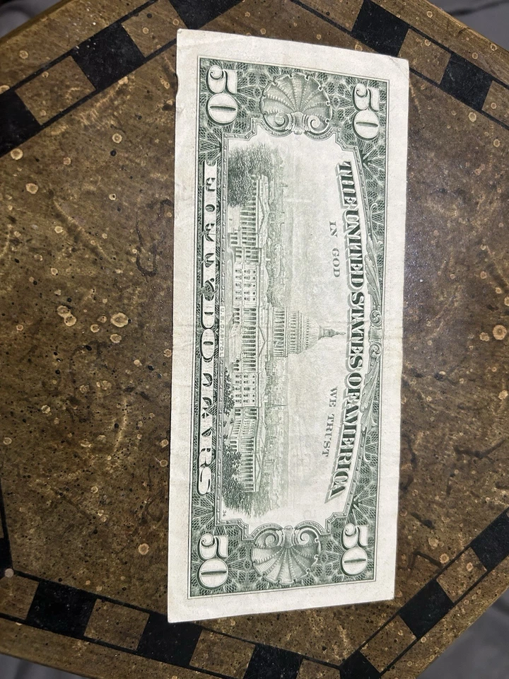 1985 50$ Dollar Bill (Fifty Dollar Bill), Circulated but Fancy Serial Number - Image 2 of 2