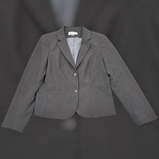 Calvin Klein Suit Blazer Womens Size 12 Gray Long Sleeve 2 Button
