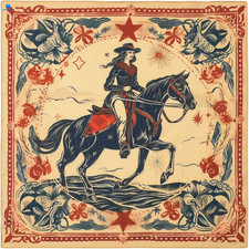 22"x22" Vintage Cowgirl 100 Cotton Bandana Multi-Purpose Bright Star