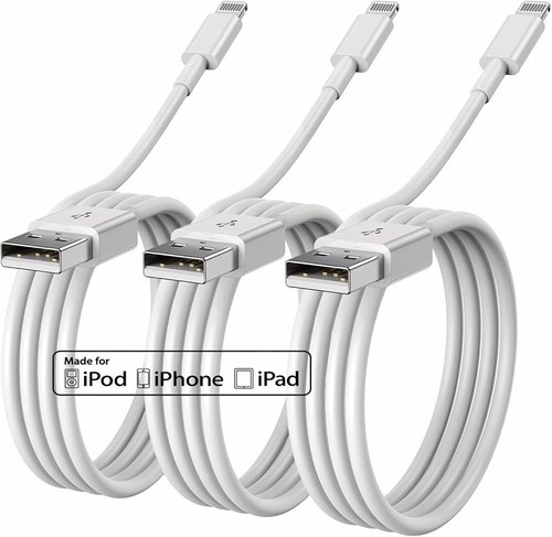 3x USB iPhone Charger For Apple 3 Pack Long Cable USB Lead 678 X XS XR 11 12 13 - Picture 1 of 3