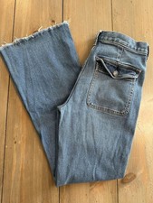 We The Free Jeans Womens 27 Flare Distressed Raw Hem High Rise Stretch Denim Pan