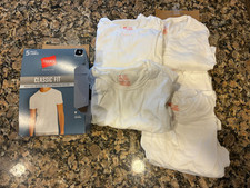 Hanes Premium Mens Short Sleeve Classic Fit T-Shirts 5 pack White Size L EXC. 