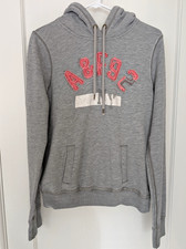 Vintage Abercrombie  Fitch Women's Hoodie Sweatshirt Distressed Gray A F92 NY L