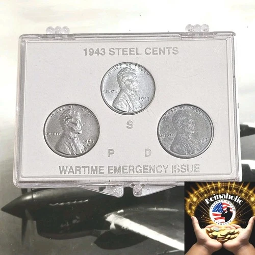 1943 PDS Lincoln Steel Wheat Cent Penny Set UNCIRCULATED Condition In Snaplock