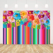 Mexican Fiesta Backdrop 6x4ft Photobooth Flowers Cinco De Mayo Background