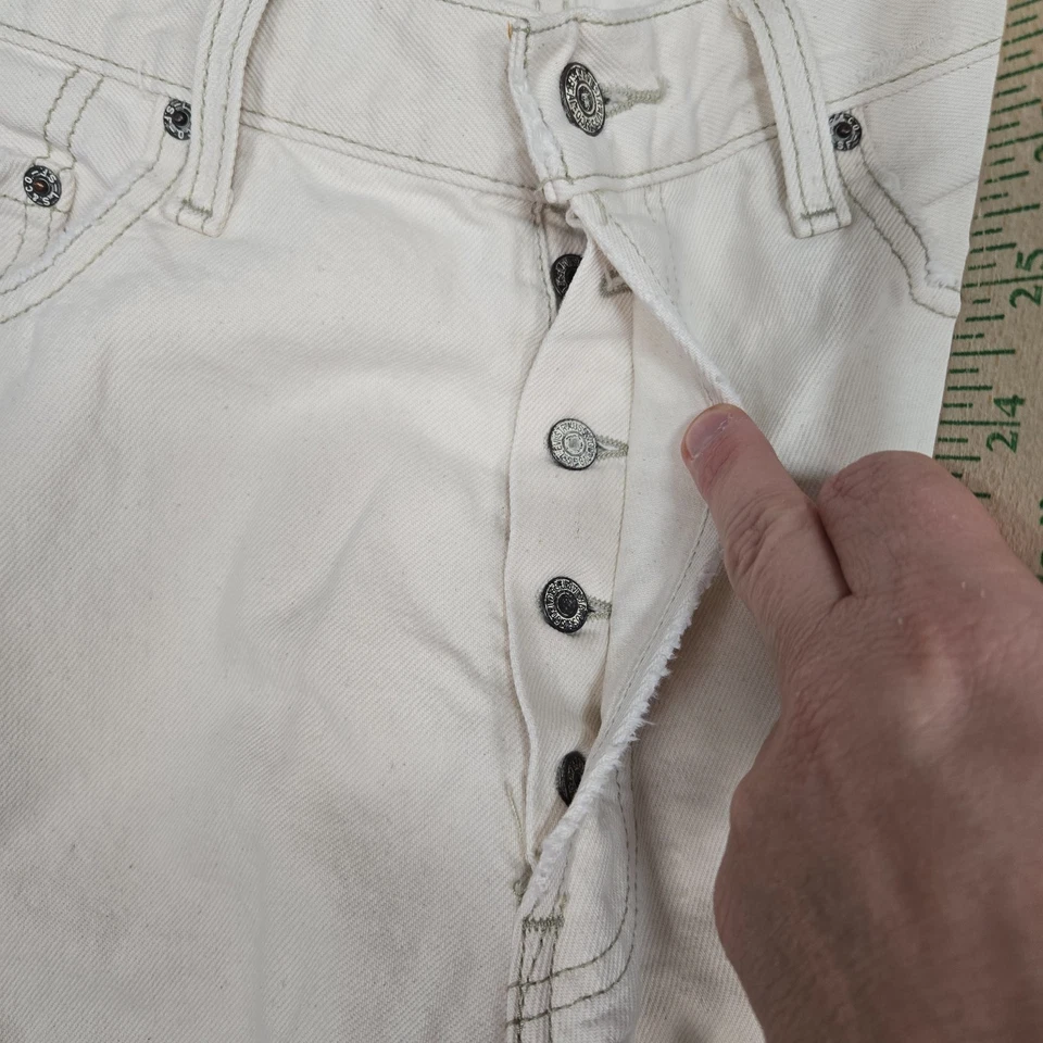 Vintage Levi's 567 Low Loose Boot Cut Jeans Men 34x32 light Beige button fly Y2K - Image 2 of 4