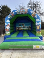 12ft X 15ft Green And Blue Paw Patrol  Andy J Leisure Bouncy Castle With Blower