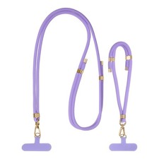 Adjustable Phone Keychain with Shoulder Strap and Wristband, Purple