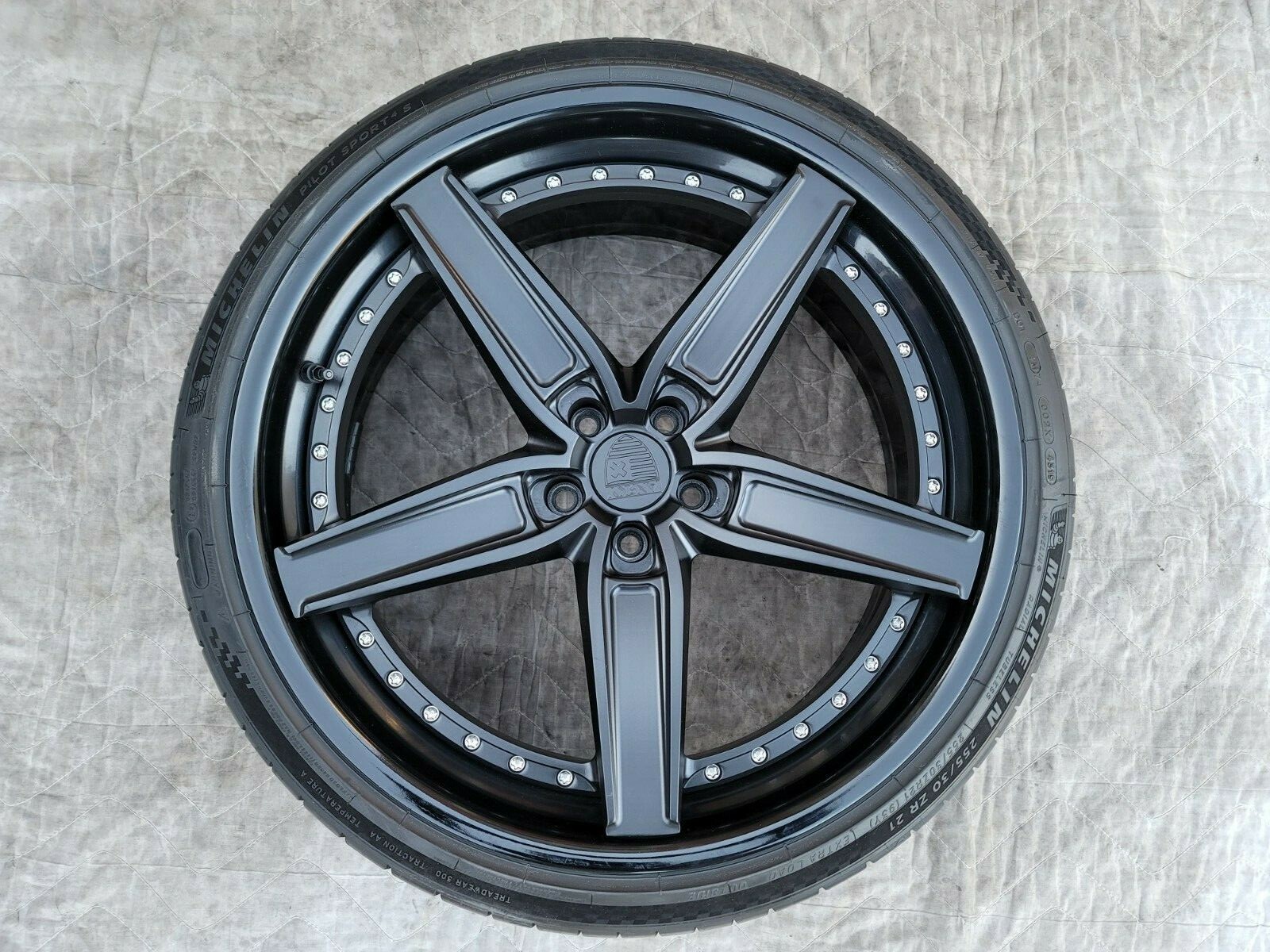 LAMBORGHINI AVENTADOR ANRKY AN35 FORGED BLACK 21(F) & 22(R) WHEEL/TIRE/TPMS SET 