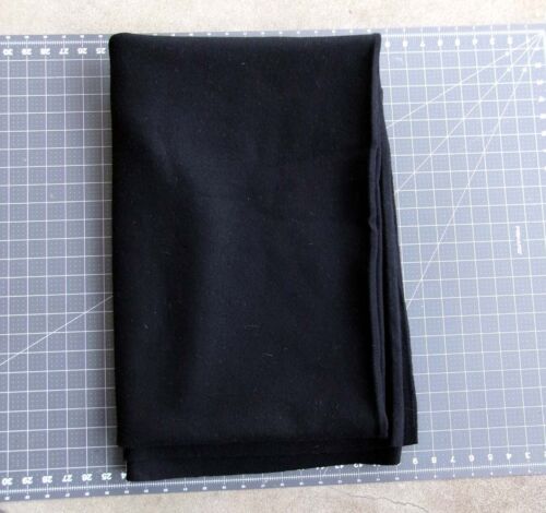 2+ yd Vintage FULLED Black WOOL FABRIC Woven Twill Thick for Coats Cloaks Capes - Picture 2 of 4