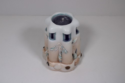 Vintage Hand Carved Wax CANDLE Lighthouse w/ SEASHELLS Unused Seaside Motif - Picture 4 of 9