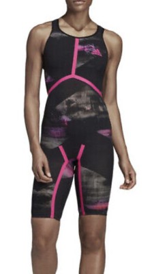 Adidas Damen Adizero XVIII Anzug mit geschlossenem Rücken   Schwarz / Shock Pink