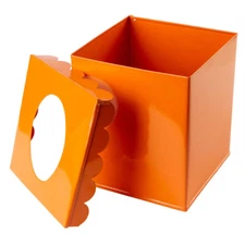 Set of 2 Orange Enamel 5" Square Metal Tissue Box Covers