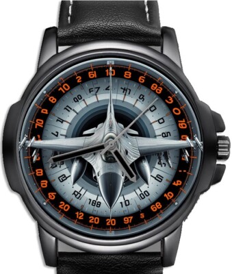 Orologio Uomo Polso 16 Cm Orologi F-16 Fighter Jet Arte Molto Unico N Bello  Raro Qualità Regalo