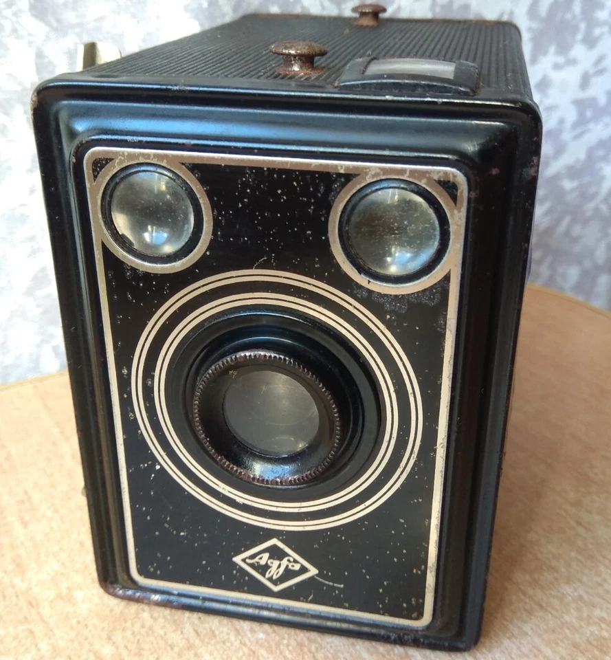 RARO Lente de cámara antigua vintage Agfa Synchro Box 120 rollo cámara de película Alemania Foto 4 de 4