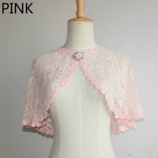 Bridal Lace Shrug Bolero Cape Wrap Jacket Shawl Tippet Tulle Wedding Floral Trim
