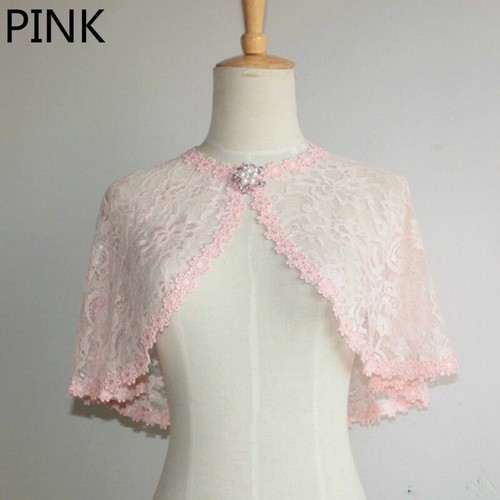 Bridal Lace Shrug Bolero Cape Wrap Jacket Shawl Tippet Tulle Wedding Floral Trim - Picture 15 of 21