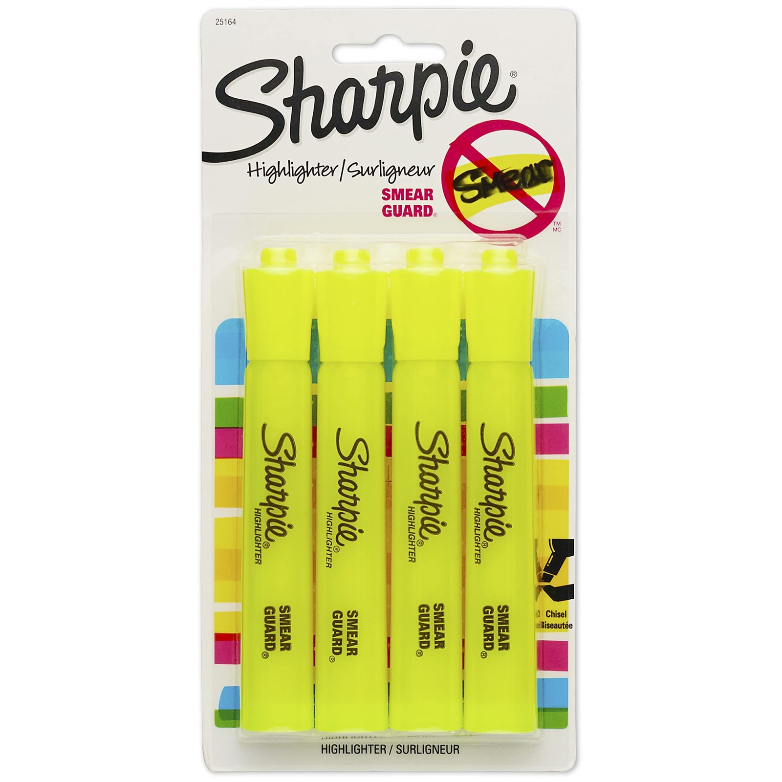 Style Highlighters, Chisel Tip, Fluorescent Yellow, 4 Count