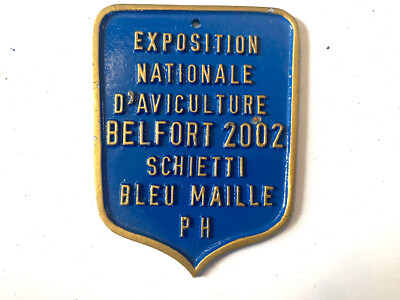 Aluminiumschild Wettbewerb Geflügelzucht Colombophile Belfort 2002 Modene Club