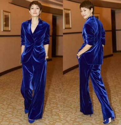 royal blue velvet pants