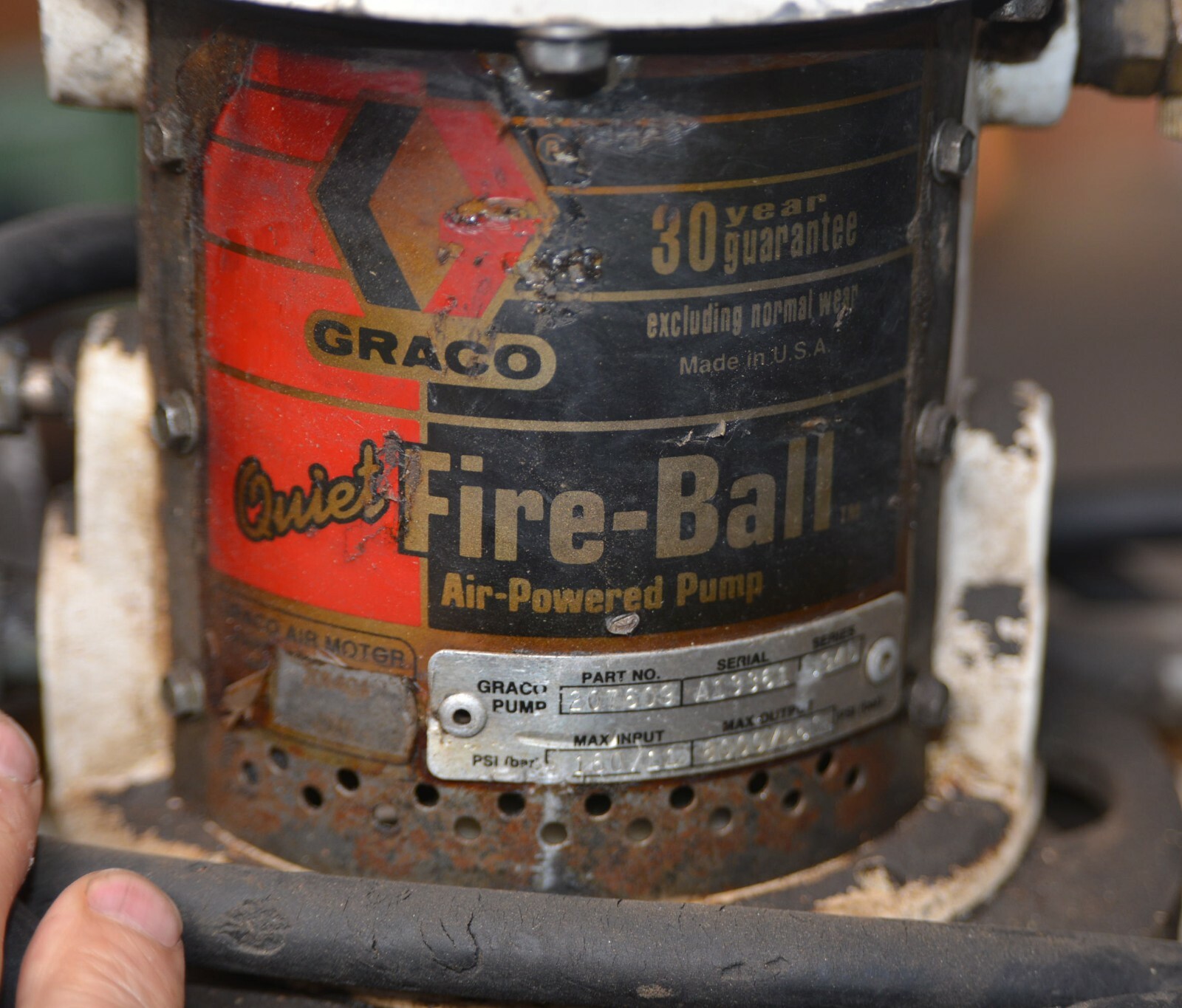 Graco FireBall Air Powered Pump cartmounted GREASE DISPENSER gun 207