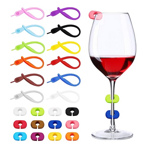 24 Stück Silikon Glasmarker - Wiederverwendbare Becher-Anhänger Für Partys