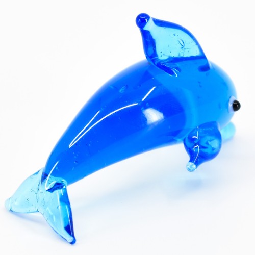 Blue Dolphin Handmade Miniature Mini Lampworking Hand Blown Glass Figurine - Imagen 4 de 5