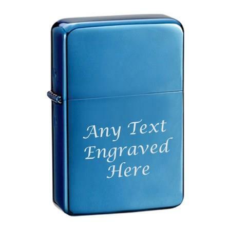 Personalised Engraved Lighter in Metal Gift Tin Blue Ice