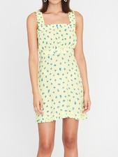 FAITHFULL THE BRAND Mid Summer Mini Dress Lemon Luda Floral Boho M NWT $159