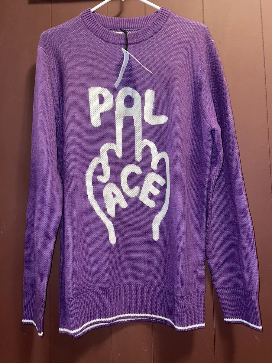 Palace Skateboards Finger Up Knit Sweater Purple Size Large Men