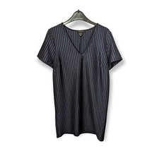 Atmosphere V Neck Dress Blue With White Stripes Short Sleeved Ladies Size 10 VGC